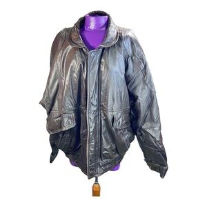 Architect vintage genuine leather men’s brown bomber jacket L